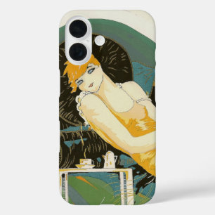 Coque Pour iPhone 16 Femme Art Déco vintage allongée sur un canapé, Cho