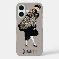 Femme Art Déco vintage en veste Empreinte de léopa