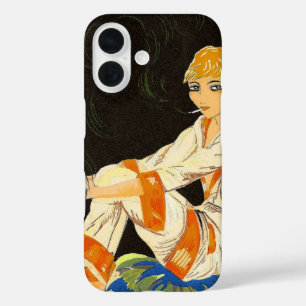 Coques iPhone 16 Femme Art déco vintage, Fumer par S. Chompre