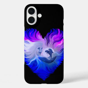 Coques iPhone 16 Plus Femme avec dauphins au clair de lune