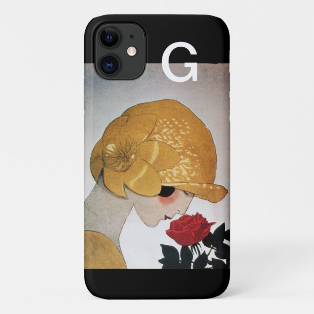 COQUES Case-Mate iPhone FEMME AVEC MONOGRAMME ROSE ROUGE (Dos)