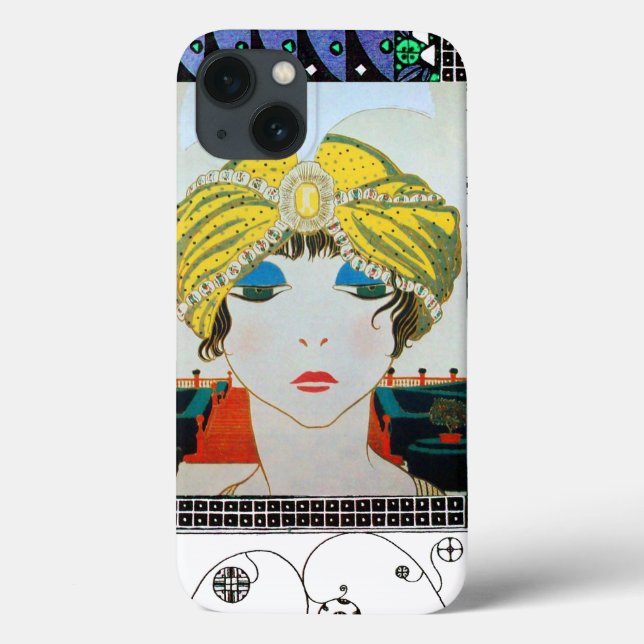 Coques Case-Mate iPhone FEMME AVEC TURBAN JAUNE ORIENTAL / Mode Beauté (Verso)