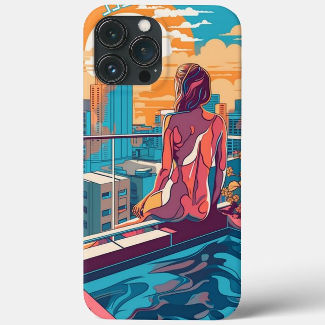 Coques Case-Mate iPhone Femme de Miami Brickell sur un toit-baignoire (Verso)