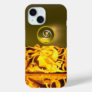 COQUE POUR iPhone 15 FEMME ÉLÉGANT BEAUTÉ BIJOU /DAME,RUBAN BLEU,FLEURS