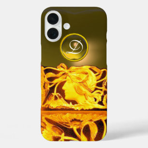 COQUES iPhone 16 PLUS FEMME ÉLÉGANTE BEAUTÉ BIJOU /DAME, RUBAN BLEU, FLE