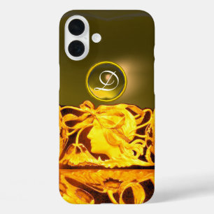 iPhone 16 PLUS CASE FEMME ÉLÉGANTE BEAUTÉ JOYAU /DAME, RUBAN BLEU, FLE