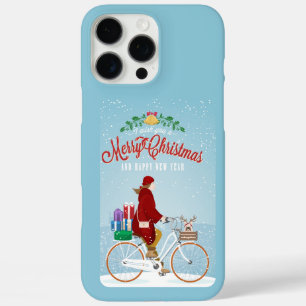 Coques iPhone 16 Pro Max Femme en Red Riding Bicyclette Joyeux Noël Télépho