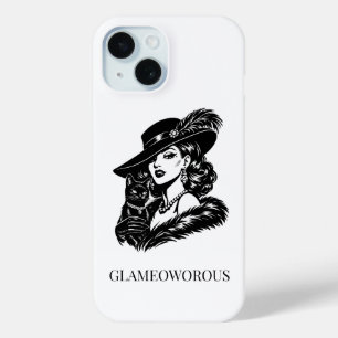 Coque Pour iPhone 15 Femme Glamour avec Illustration de Mode Féline