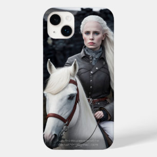 Coque Pour iPhone 14 Plus Femme islandaise à cheval blanc Photo