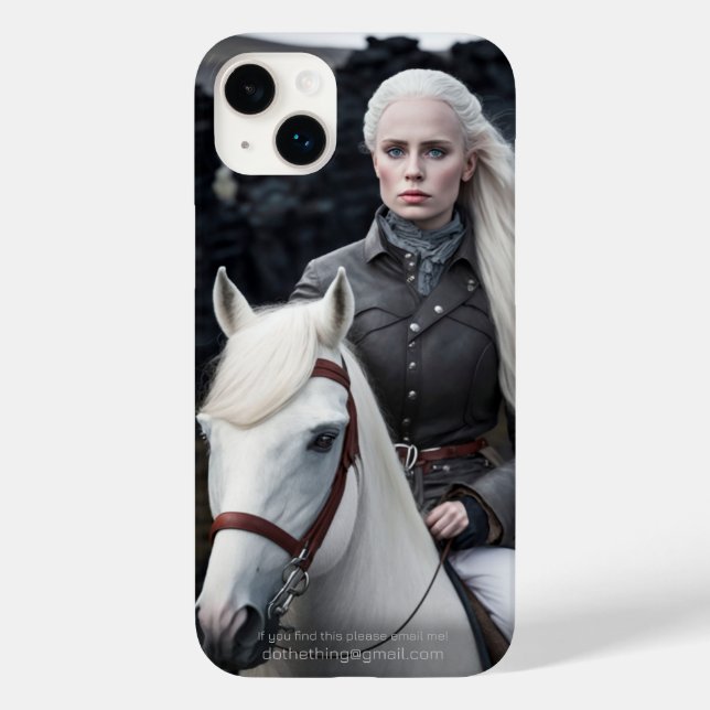 Coques Case-Mate iPhone Femme islandaise à cheval blanc Photo (Verso)
