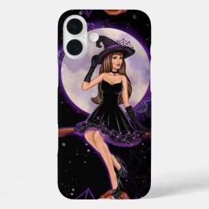 COQUES iPhone 16 PLUS FEMME JOLIE HALLOWEEN VIOLET & ORANGE ÉPOUVANTABLE