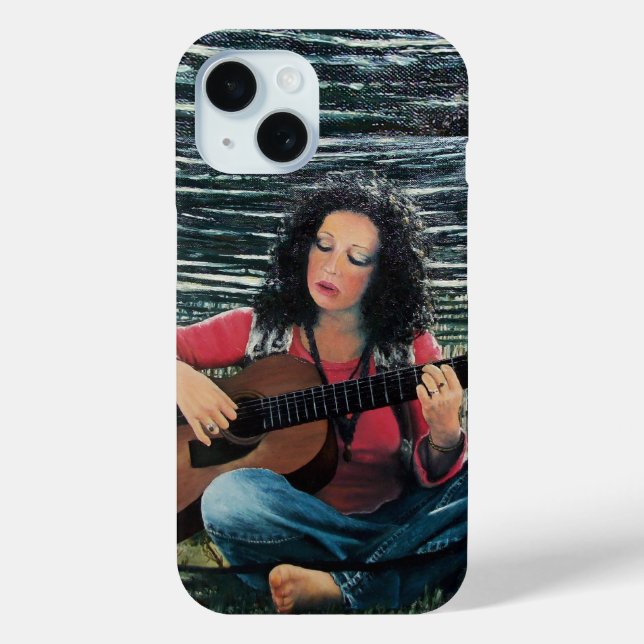 Coques Case-Mate iPhone Femme Jouant De La Musique Avec Guitare Acoustique (Verso)