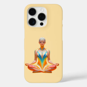 Coques iPhone 16 Pro Femme méditative contre arrière - plan jaune paste