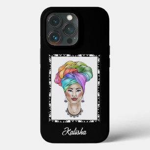Case-Mate iPhone Case Femme noire dans un Turban coloré