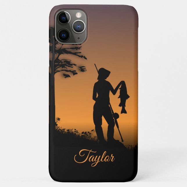 Coques Case-Mate iPhone Femme pêcheuse avec nom (Dos)