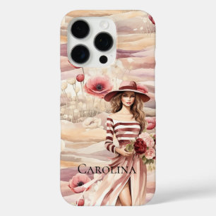 Coques iPhone 16 Pro Femme printanière florale à la crème bourguignonne