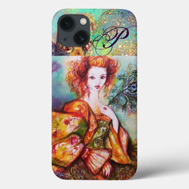 COQUES Case-Mate iPhone FEMME ROMANTIQUE AVEC PÂTE DE PEACOCK ÉCLANTE (Verso)