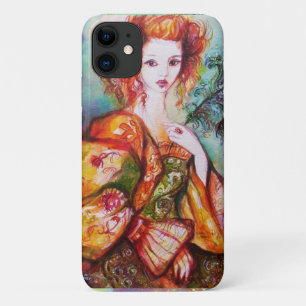 ETUI iPhone Case-Mate FEMME ROMANTIQUE AVEC PÂTE DE PEACOCK ÉCLANTE