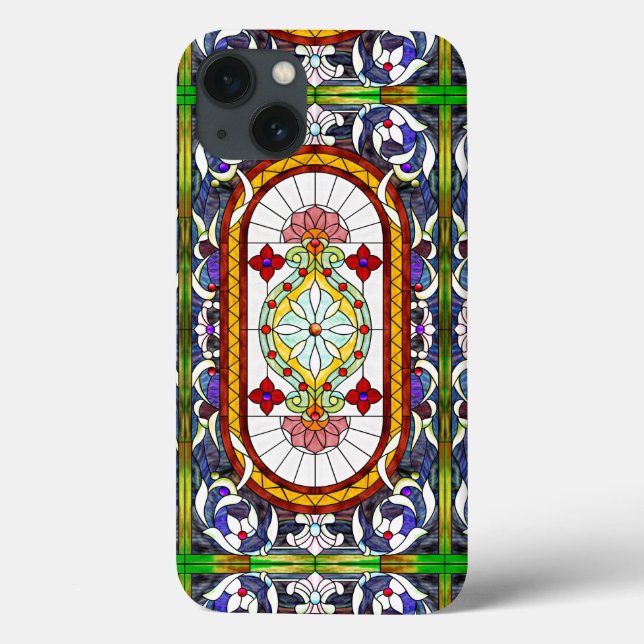 Coques Case-Mate iPhone Fenêtre en verre teinté Art Nouveau coloré Tiffany (Verso)