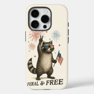 Coques iPhone 16 Pro Feral Mais Fireworks Gratuit Feral Raccoon 4 juill