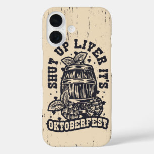 Coque Pour iPhone 16 Fermer le foie - Vintage Oktoberfest barrel de biè