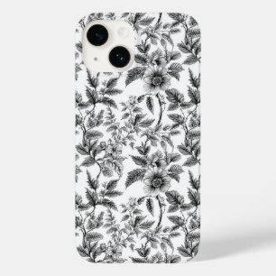 Coque Pour iPhone 14 Fermes vintages à motifs floraux noirs et blancs