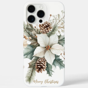 Coques iPhone 16 Pro Max Festif pétillant Noël Floral