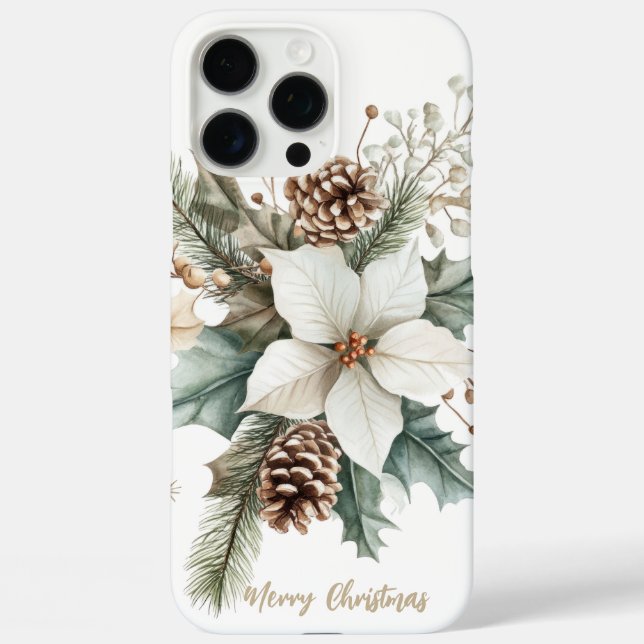 Coques Case-Mate iPhone Festif pétillant Noël Floral (Verso)