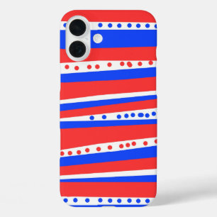 Coques iPhone 16 Plus Festif Rouge Bleu Bleu Cercles Bleu Bleu