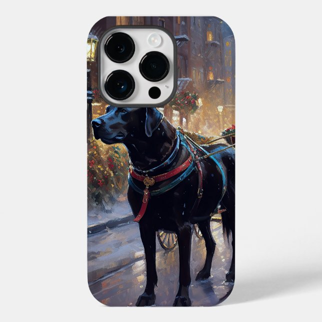 Coques Case-Mate iPhone Festive de Noël au Labrador noir (Verso)
