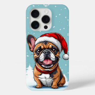 Coque iPhone 15 Pro Fête de Noël du Pug Amoureux de Chiens Festifs