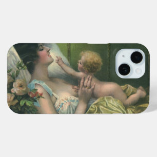 Coque Pour iPhone 15 Fête des Mères vintage, maman victorienne avec béb