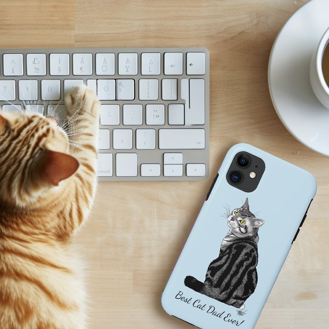 Coques Case-Mate iPhone Fête des pères Tabby Argent (Créateur téléchargé)