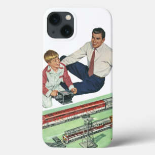 Case-Mate iPhone Case Fête des pères vintage, père et fils avec Trains
