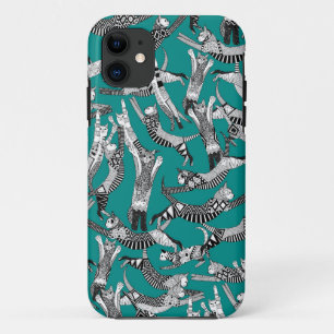 Coque Case-Mate Pour iPhone fête du chat turquoise