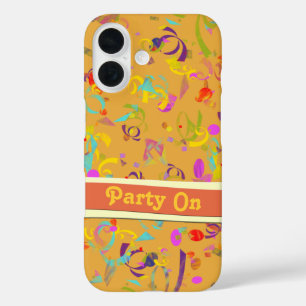 Coque Pour iPhone 16 Fête FestiveConfetti Toss Over Orange