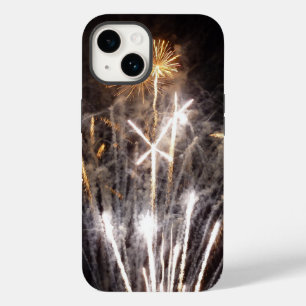 Coque Pour iPhone 14 Feu d'artifice blanc et or II Fête patriotique