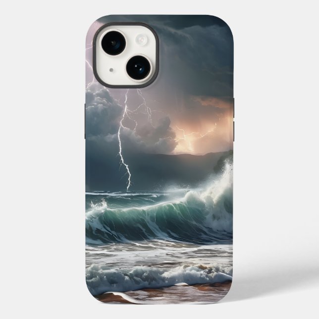 Coques Case-Mate iPhone Feu de foudre Waves Beach Paysage (Verso)