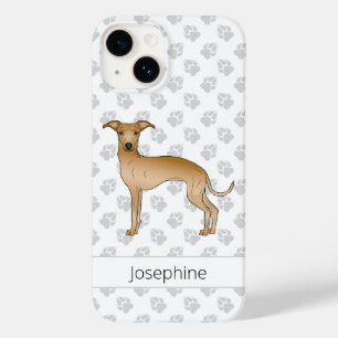 Coque Pour iPhone 14 Feu Italien Greyhound Cute Dog Avec Nom Personnali