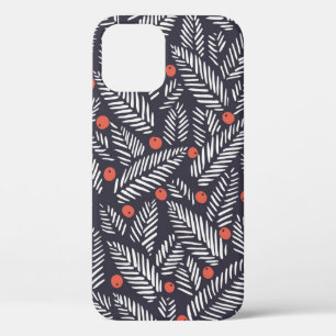 Case-Mate iPhone Case Feuillage de Noël abstrait dessiné à la main, roug