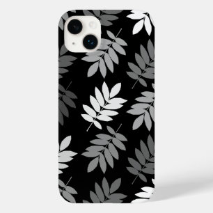Coque Pour iPhone 14 Plus Feuille aînée grand motif noir blanc gris