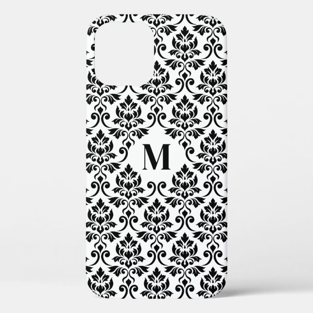 Coques Case-Mate iPhone Feuille Damask Motif noir (personnalisé) (Verso)