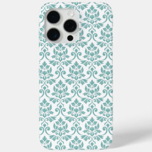 Coque iPhone 15 Pro Max Feuille Damask Motif Turquoise