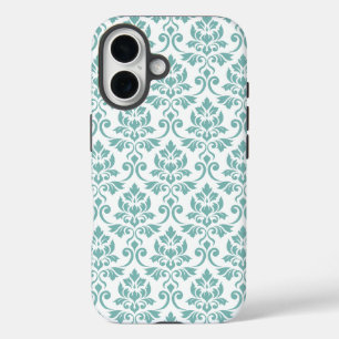 Coque Pour iPhone 16 Feuille Damask Motif Turquoise