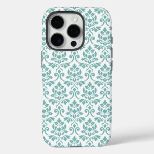 Coques iPhone 16 Pro Feuille Damask Motif Turquoise