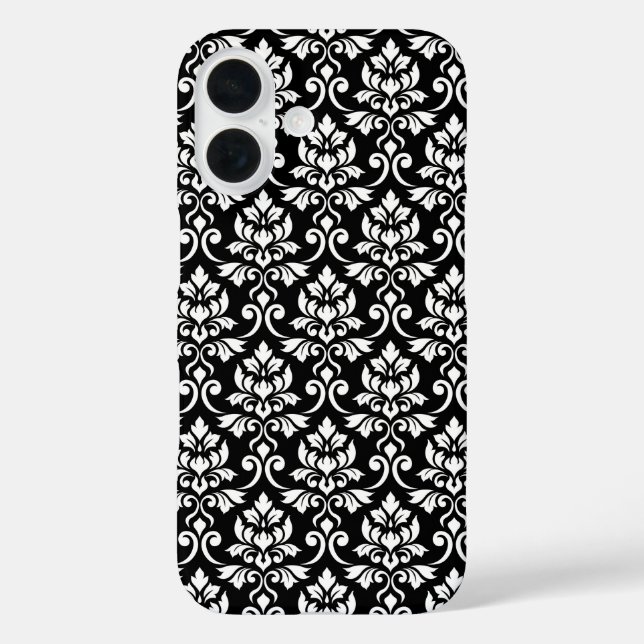 Coques Case-Mate iPhone Feuille Damask Patte blanc sur noir (Verso)
