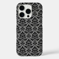 Feuille Damask Patte noir sur gris
