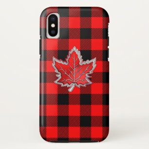 Case-Mate iPhone Case Feuille d'érable rouge canadienne sur Motif à plai