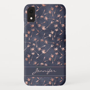 Case-Mate iPhone Case Feuille d'or rose - motif de bleu marine - ajoutez