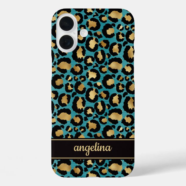 Coques Case-Mate iPhone Feuille d'or sur monogramme imprimé léopard sarcel (Verso)